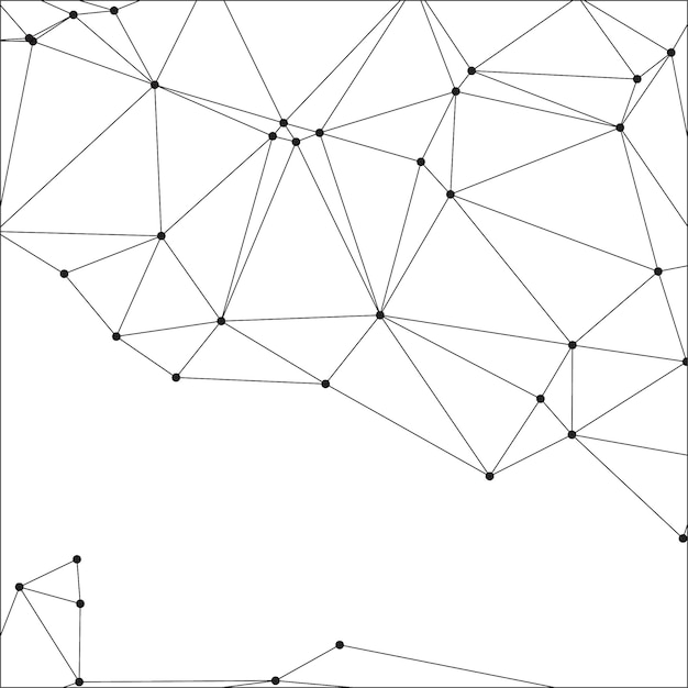 abstract polygonal mesh with black nodes and thin lines creating a minimalist geometric network pattern