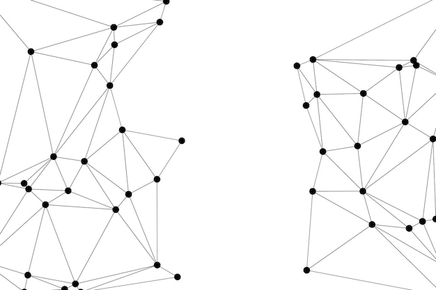 Abstract Polygonal Mesh with Black Nodes and Thin Lines Creating a Minimalist Geometric Network Pattern