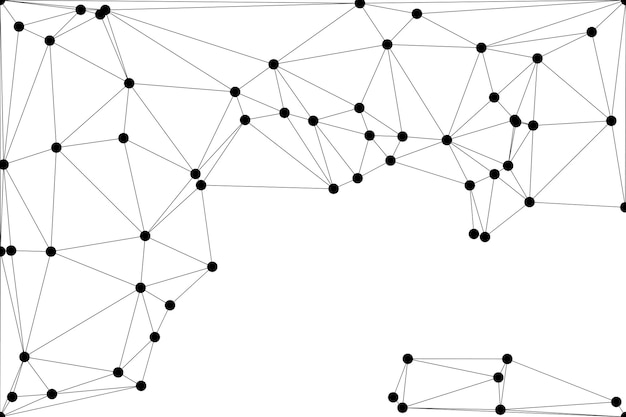 Abstract Polygonal Mesh with Black Nodes and Thin Lines Creating a Minimalist Geometric Network Pattern