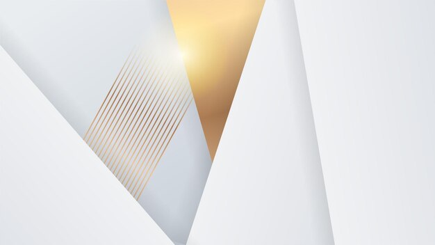 abstract polygonal pattern luxury white with gold background
