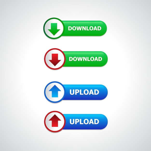 Abstract push buttons Download and Upload for use in website, ui, app and game interface. modern web elements.