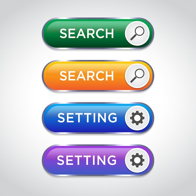 Abstract push buttons search and Setting for use in website, ui, app and game interface. modern web elements.