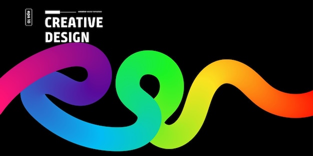 Abstract Rainbow Curves Vibrant Design Gradient Vector Template
