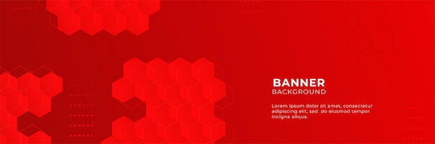 Abstract red banner background with 3d overlap layer and geometric shapes