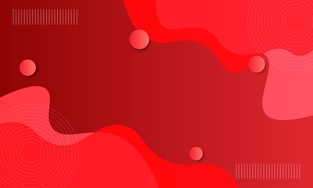 Abstract red gradient fluid with wave and circle shape background