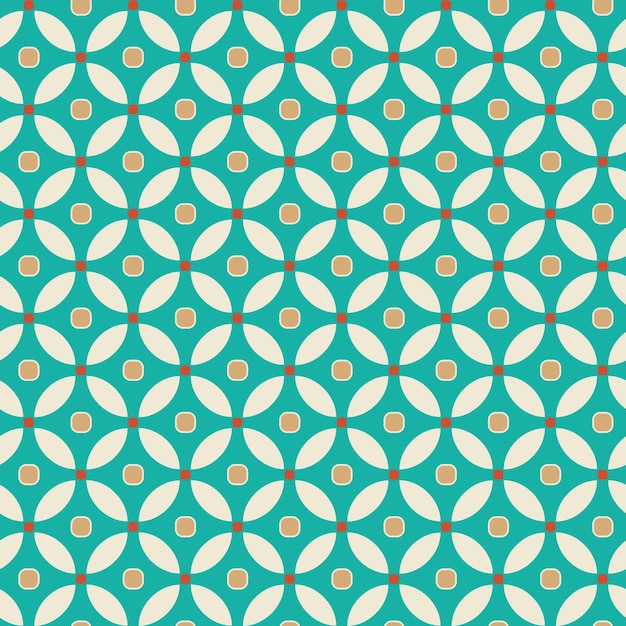 Abstract Retro Circles Leaves Geometric Decorative Vector Seamless Pattern Trendy Fashion Colors