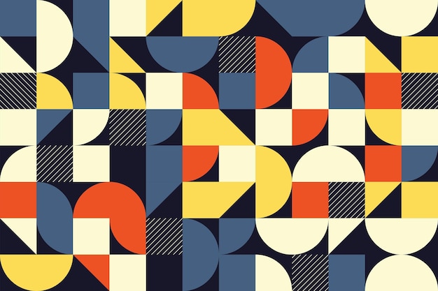 abstract retro geometric mosaic shapes seamless pattern