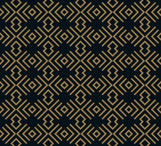 Abstract rhombus geometric pattern with lines seamless pattern vector with gold color