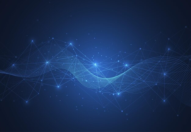 Abstract science template Technology lines and dots connection background Wallpaper