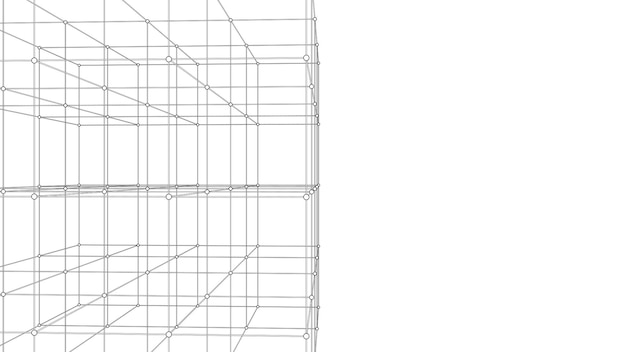 Abstract scifi cube with particle and line Vector technology network connection on world Global digital connections ai Wireframe cube Blockchain encryption