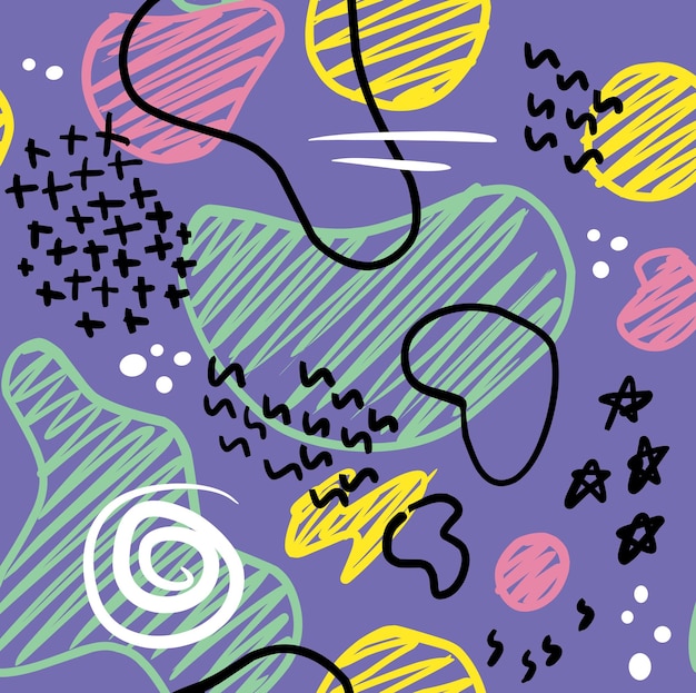 Abstract Scribble Art with Colorful Shapes