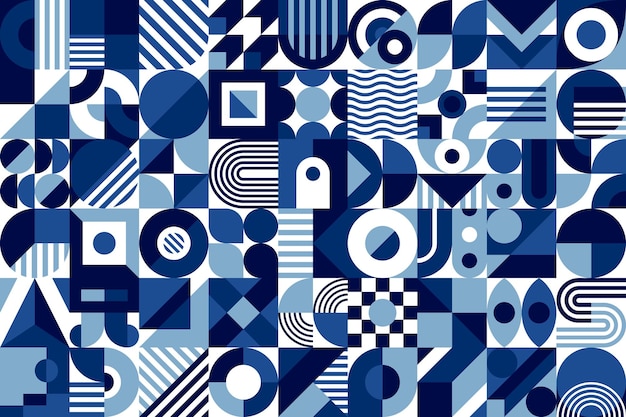 Abstract sea blue white azure geometric pattern
