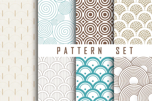 abstract seamless pattern collection with half circles in japanese style