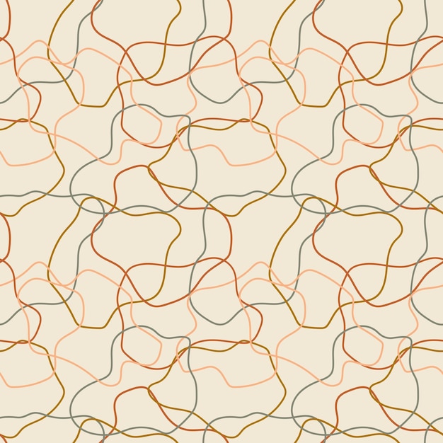 Abstract seamless pattern with linear shapes Vector endless texture in boho style