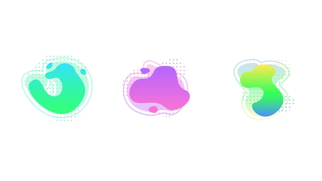 Abstract Set Liquid Color Collection Geometric Shapes Fluid Gradient Dynamic Elements Banner Logo