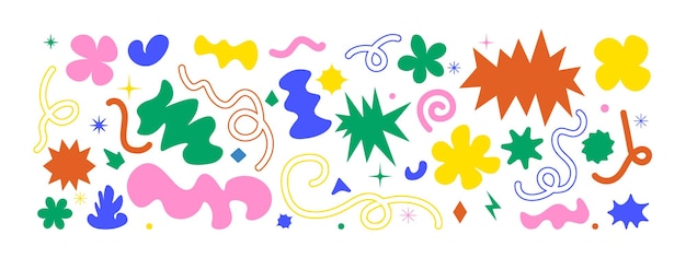 abstract shapes sticker pack abstract cloud and flower shapes vector illustration cartoon style