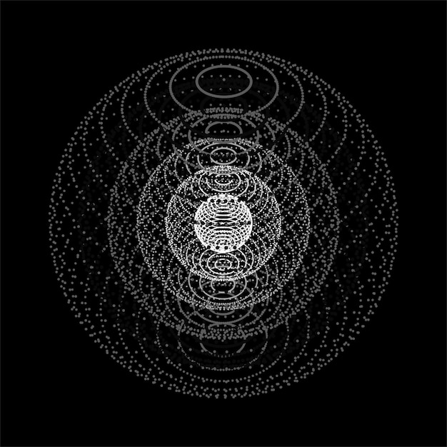 abstract sphere of dots on dark background partial particles abstract noisy pulsating sphere 3d renderingvector illustration