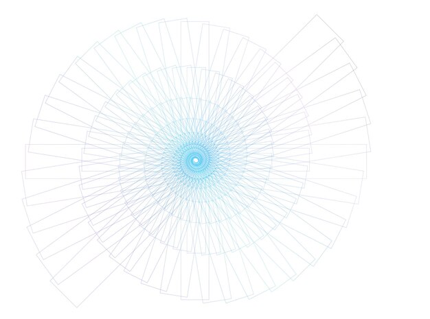Abstract spiral rainbow design element on white background of twist lines