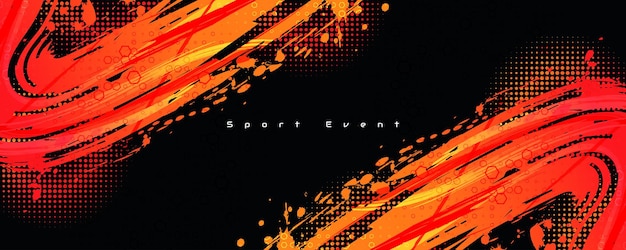 Abstract Sports Background with Orange and Red Gradient Brushstrokes and Halftone Effect Dynamic Grunge Background Scratch and Texture Elements For Design