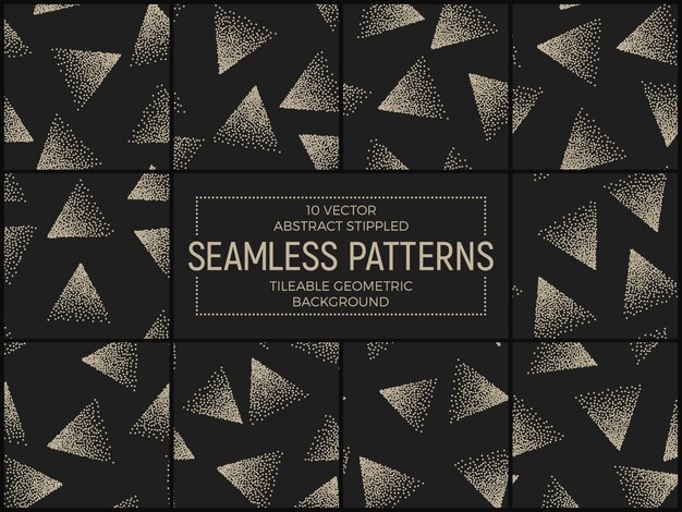 abstract stippled triangles seamless patterns set