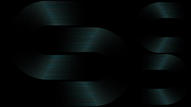 abstract teal green circular and wavy line pattern on dark background