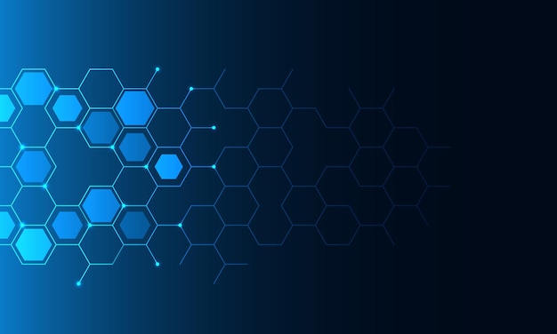 Abstract technology background and design element with hexagons pattern and geometric shapes