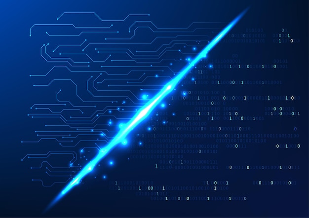 Abstract technology background Number codes linked to technology circuits represent software