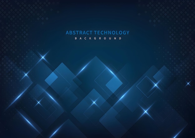 Abstract technology background with blue geometric shapes and digital design