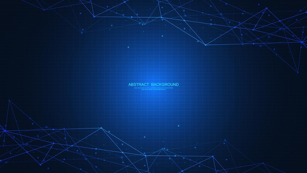 Abstract technology background with connecting the dots and lines Global network connection internet technology and digital communication concept