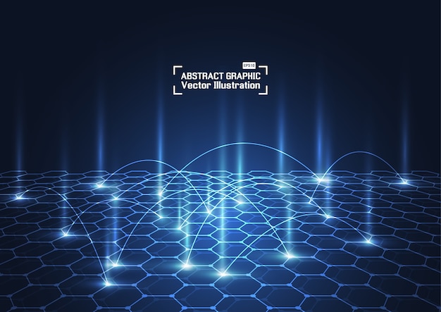 abstract technology blue hexagons pattern background