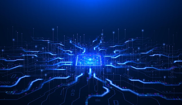 abstract technology chip processor blue technology background circuit board