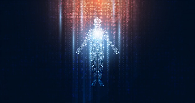 Abstract technology futuristic concept of digital human body digital