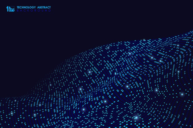 Abstract technology of futuristic particles design pattern on dark background.