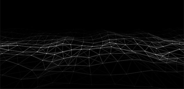 Abstract technology wave of particles Big data visualization Vector background with motion dots and lines Artificial intelligence