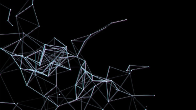 Abstract technology wave of particles Big data visualization Vector dark background with fly out dots Artificial intelligence