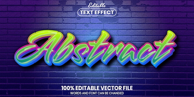 Abstract text, font style editable text effect