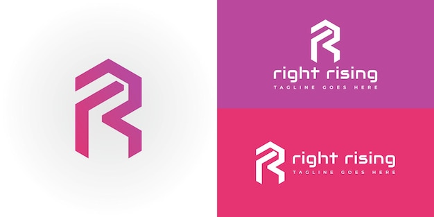 Abstract the initial letter R or RR in gradient pink color isolated on a white background