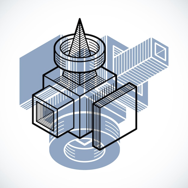 Abstract three-dimensional shape, vector design cube element.