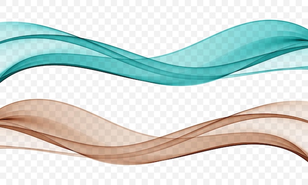 Abstract transparent wave design element set of two waves