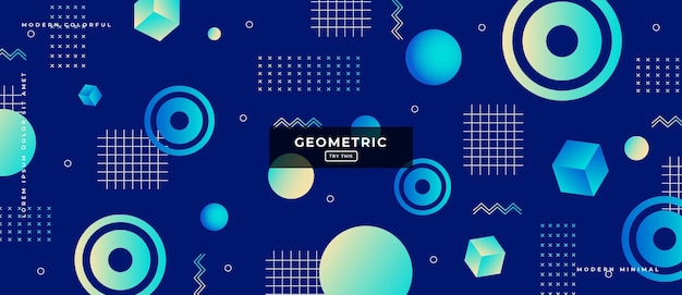 Abstract Trendy objects geometric gradient banner
