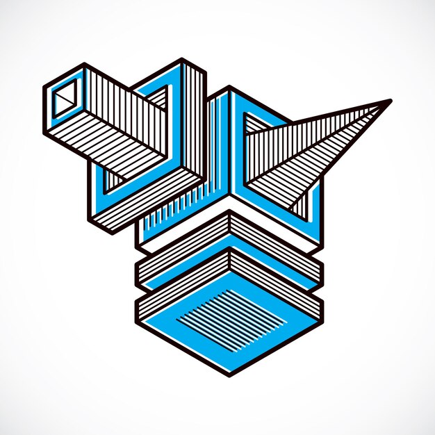 Abstract trigonometric construction, vector dimensional design template.