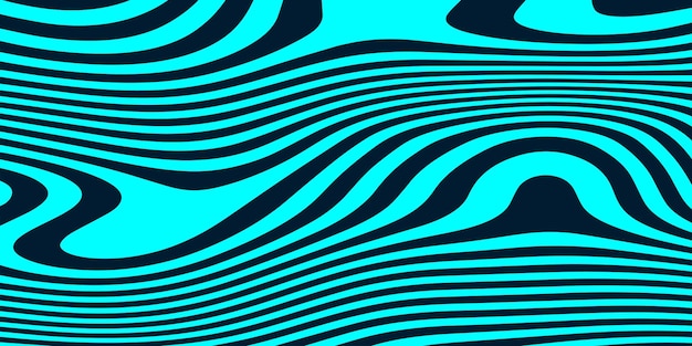 Abstract turquoise and black wavy lines background with modern fluid design pattern