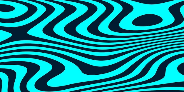 Abstract turquoise and black wavy lines background with modern fluid design pattern