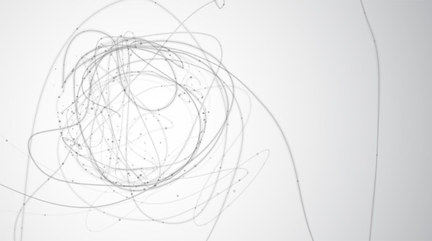 Abstract vector background of lines and points, curved beautiful shapes.