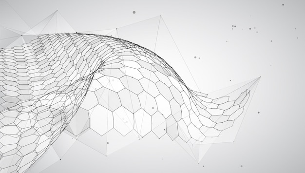 Abstract vector background with hexagons landscape of the virtual world 3d design