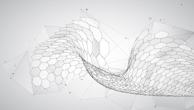 Abstract vector background with hexagons landscape of the virtual world 3d design