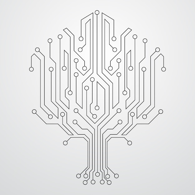 abstract vector circuit board tree vector illustration
