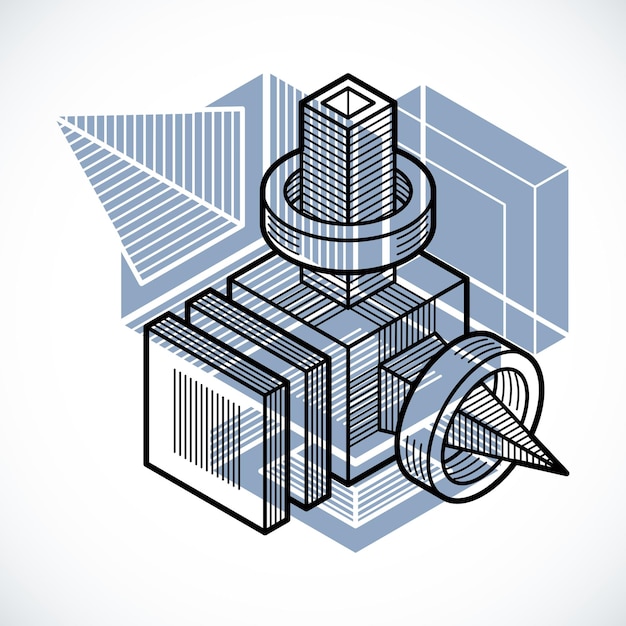 abstract vector geometric form, 3d creative shape.