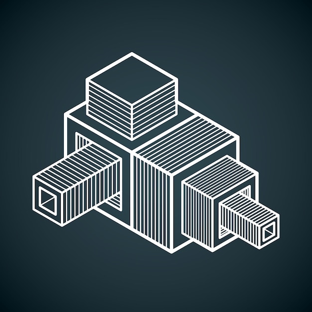 Abstract vector geometric form, 3D polygonal shape.