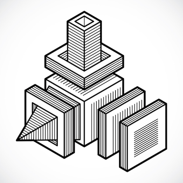 abstract vector geometric form, 3d shape.